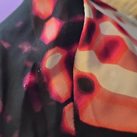 Worthington Colorful Pink and Black Pleated Front Sleeveless Graphic Blouse Med - Picture 10 of 11